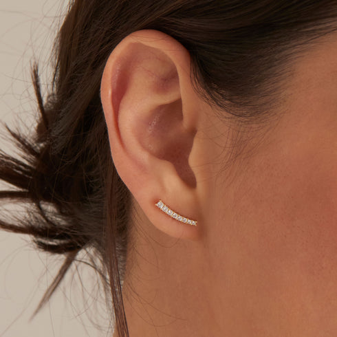 Silver Glam Crawler Stud Earrings